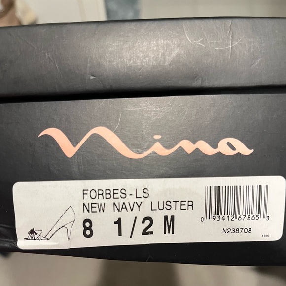 Nina ‘Forbes’ Navy Peep Toe Heels - Size 8.5 - Picture 7 of 7